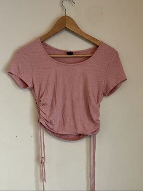 wild fable Mauve Pink Ribbed Side-Ruched Crop Top